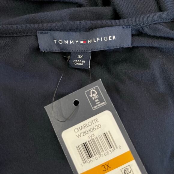 Tommy Hilfiger Navy Blue Short Sleeve Pleated Babydoll Peasant Top Plus 3X NWT - Picture 4 of 12